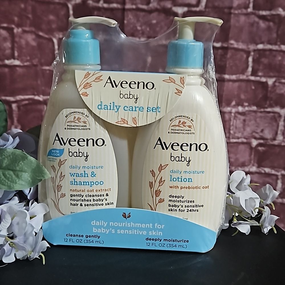 Aveeno 🦊 Baby Daily Care Set Daily Moisture Wash, Shampoo & Lotion NWT 12 oz